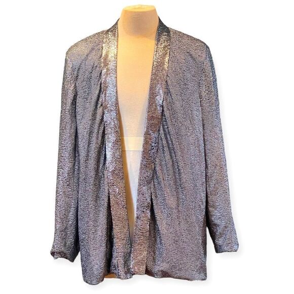 Torrid Silver Black Metallic Shawl Collar Lightweight Blazer ProtonType Sz 2X - Picture 1 of 7